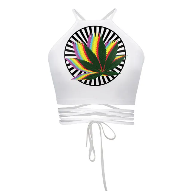 UIDEAZONE Cropped Top Female Halter Top Camis Vest Brandy Melville 3D Creative Sexy Debardeur Women Strappy Bustier Harajuku Top