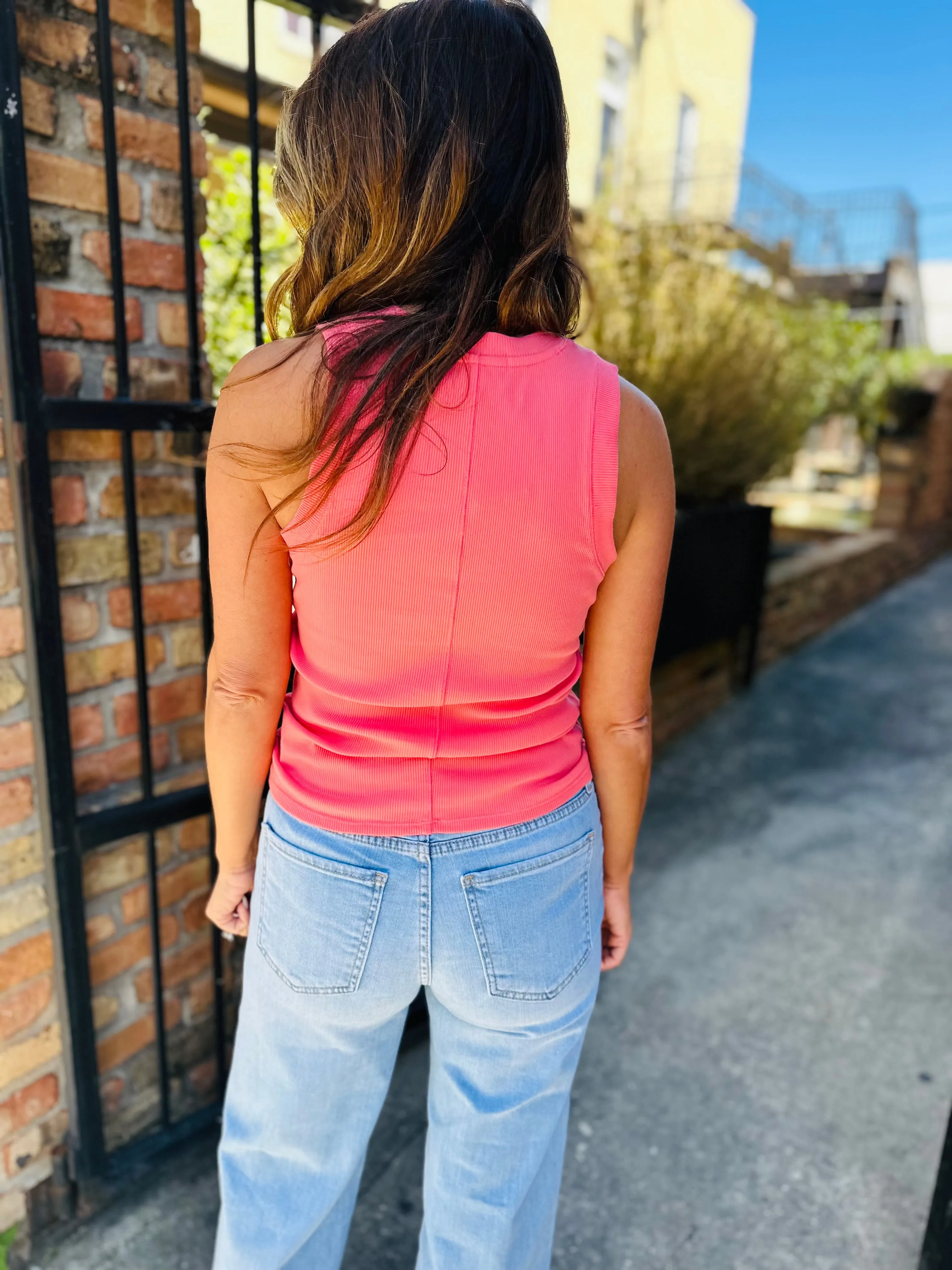 Z Supply Sirena Ribbed Tank-Sunset Pink