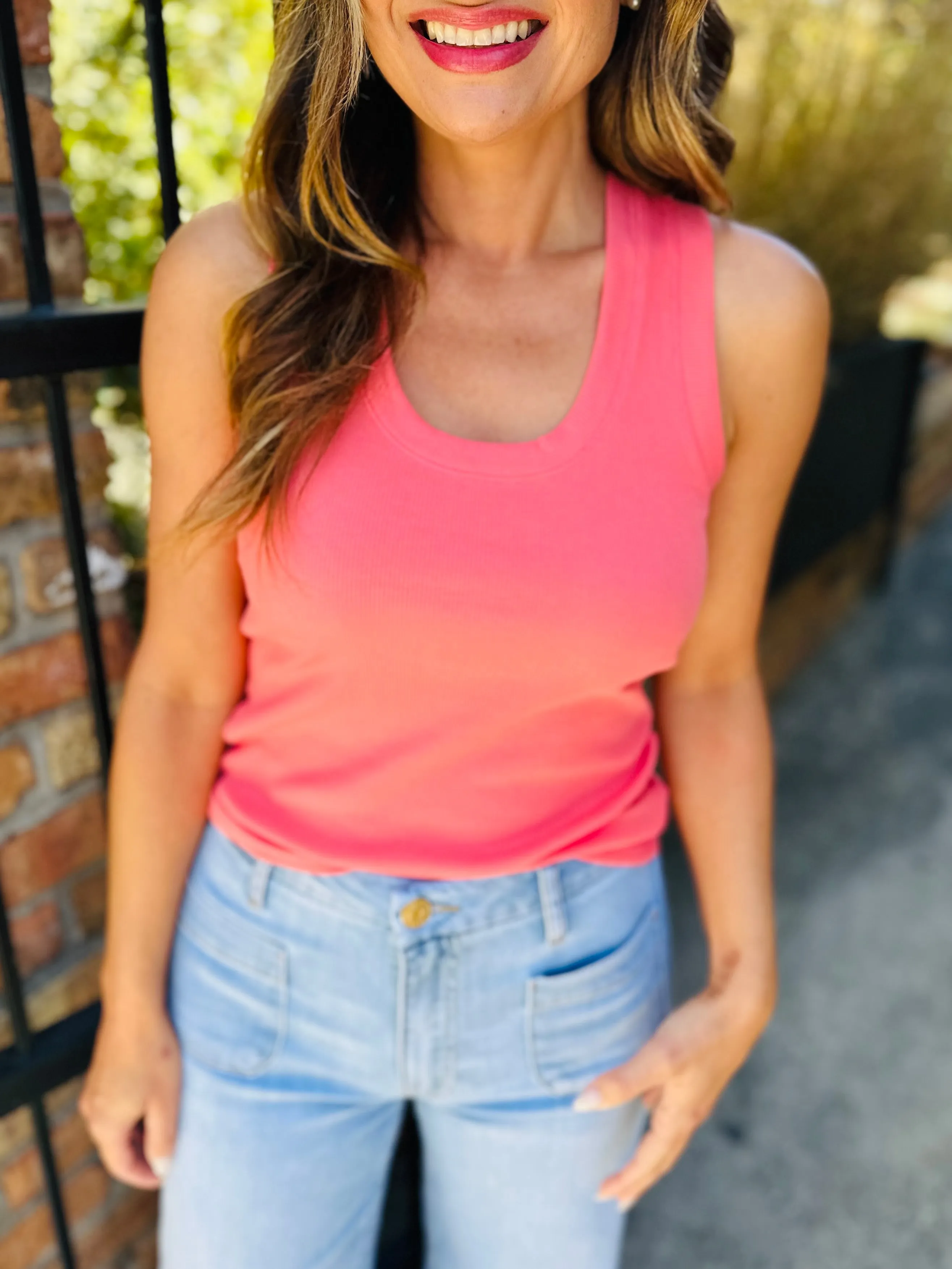 Z Supply Sirena Ribbed Tank-Sunset Pink