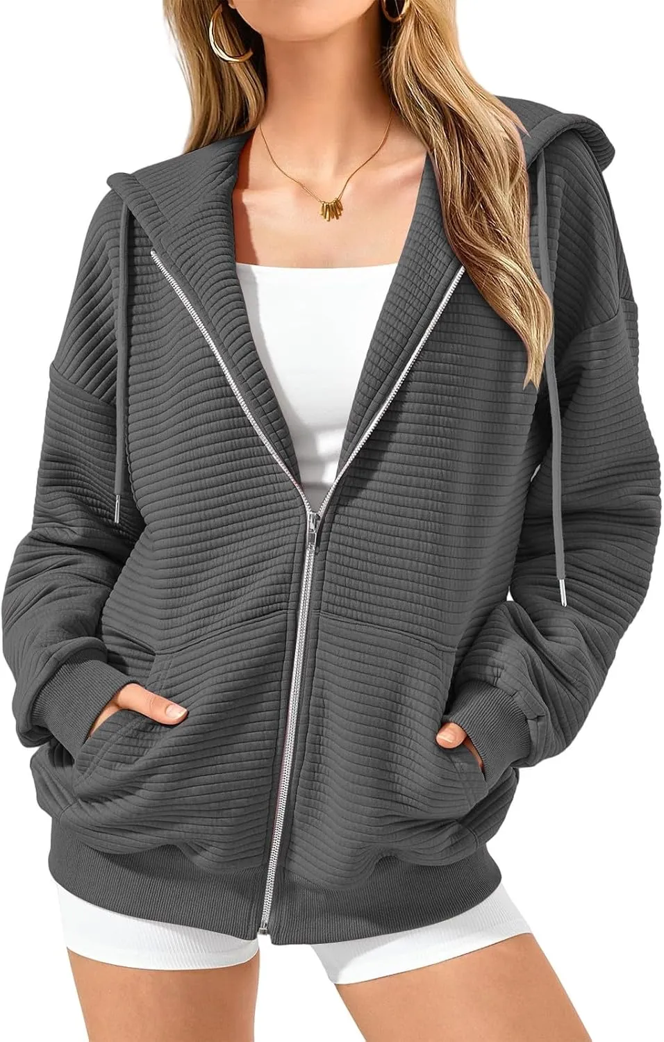 Zip Up Hoodie Women Sweatshirts for Women Y2K Quilted Jackets Hoodies Oversized Winter Fall Outfits Casual Fashion Top